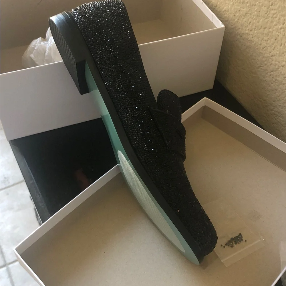 Betsey Johnson New Black Crystal Fully Embellished Loafers with Rounded Toe NWOT - Picture 7 of 8